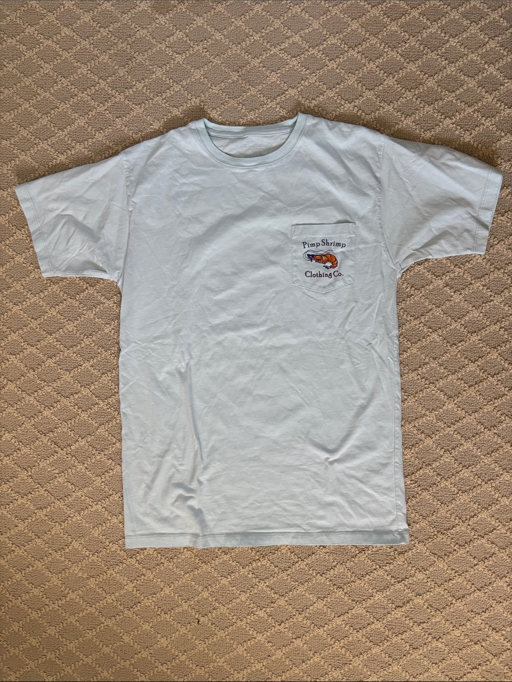 Pimp Shrimp Clothing Co. Men's Light Blue Pocket T-Shirt